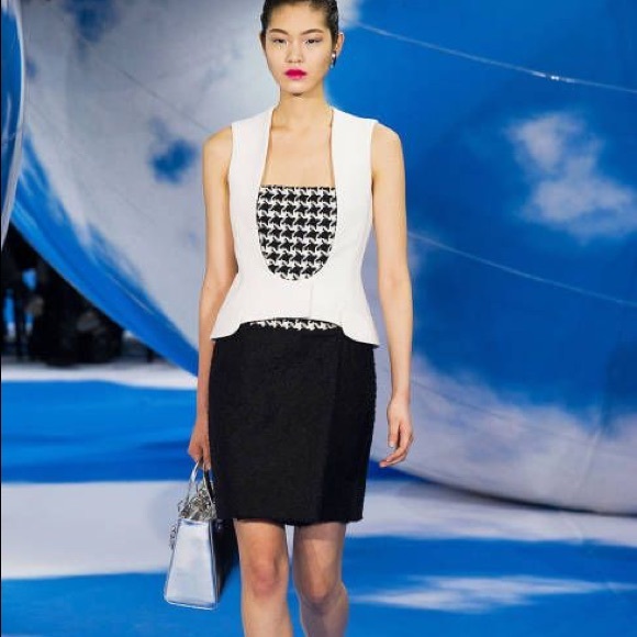 Christian Dior Houndstooth Bustier Bodysuit
